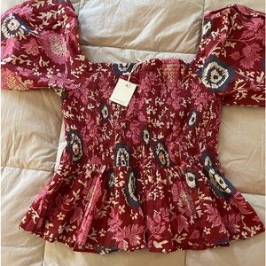 NWT Smocked shirt. Sleeves may be worn up or down